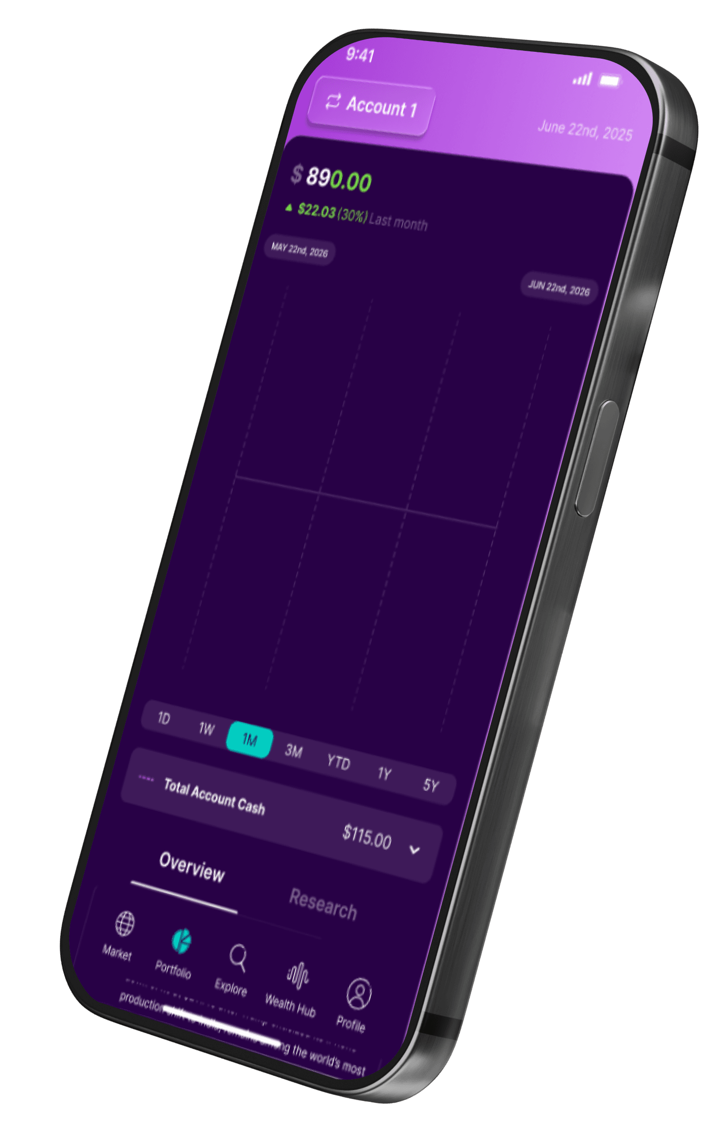 Fennel app showing portfolio dashboard with stock charts